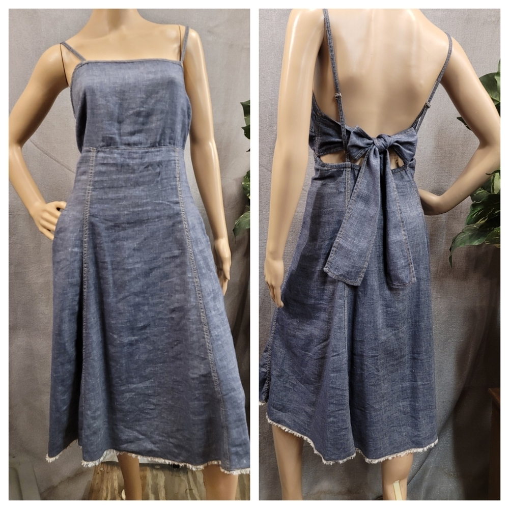 Ottod'Ame Anthro Denim Dress Tie Back Flare